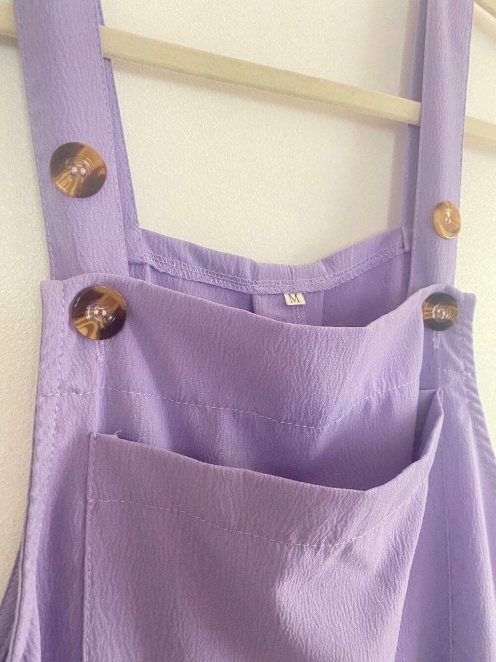 Lavender Wide-Leg Sleeveless Jumpsuit With Adjustable Straps & Pockets Size M - Picture 3 of 6